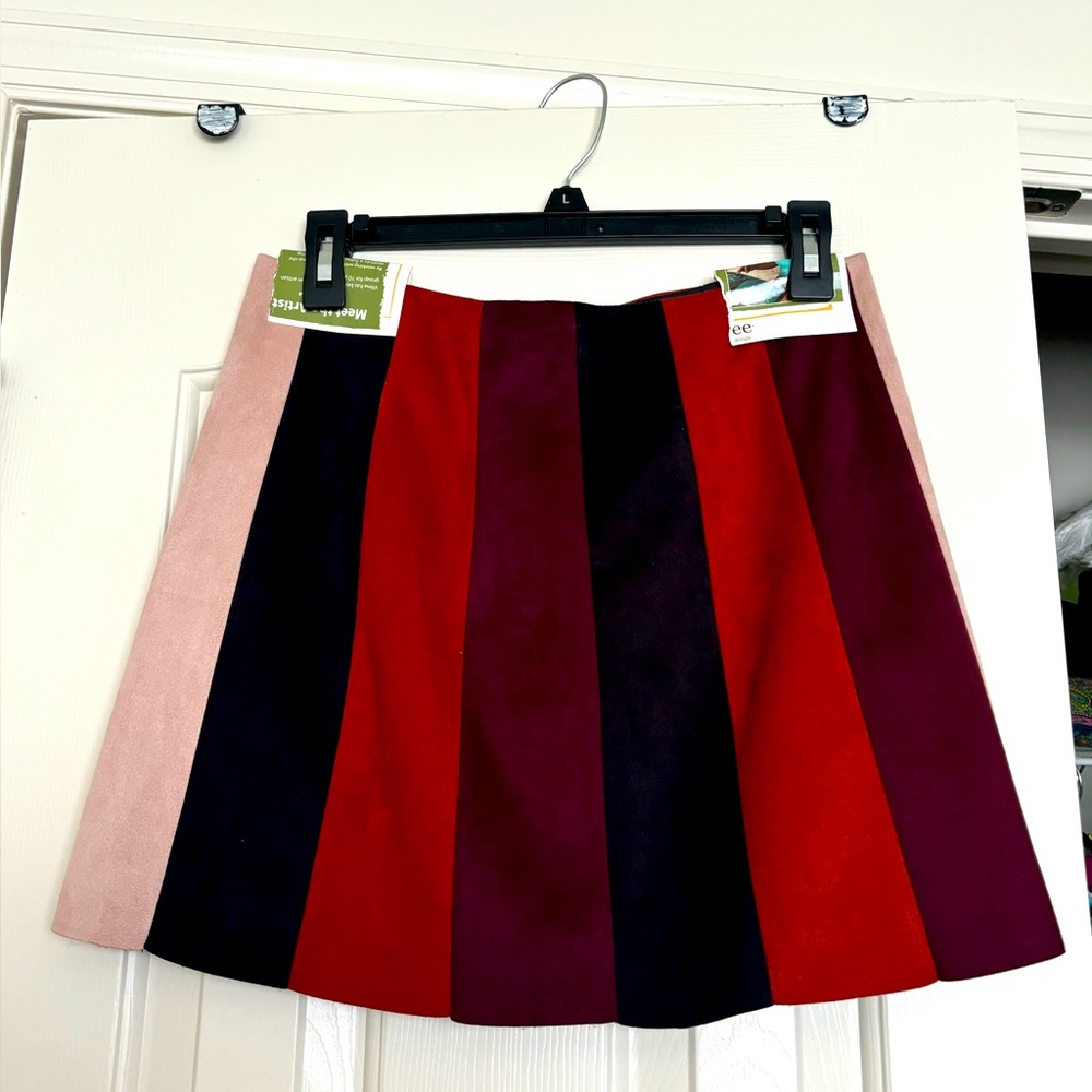 COPY - Brand New, Paneled faux suede mini skirt